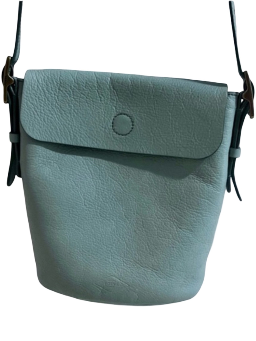 Fossil Haven Leather Bucket Bag Seaglass Crossbody Purse Shoulder Bag Teal